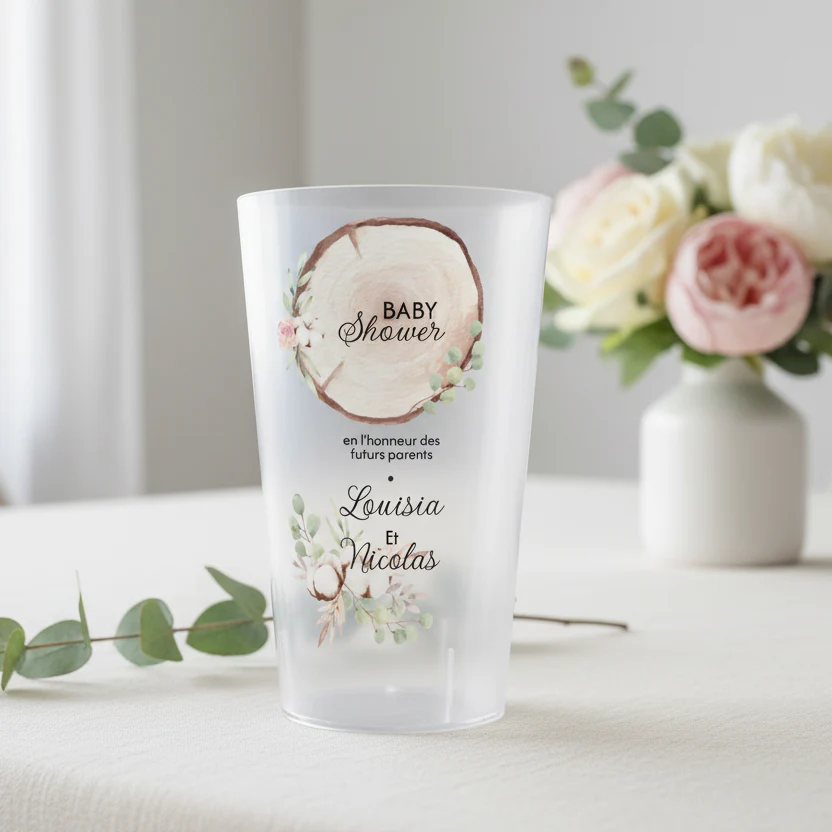 Gobelet personnalisé Baby Shower Bois & Coton - Image 2