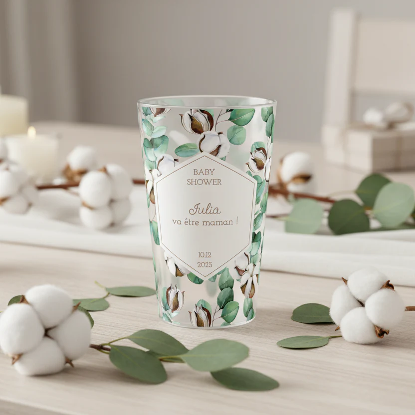 Gobelet personnalisé Baby Shower Fleur de coton - Image 2