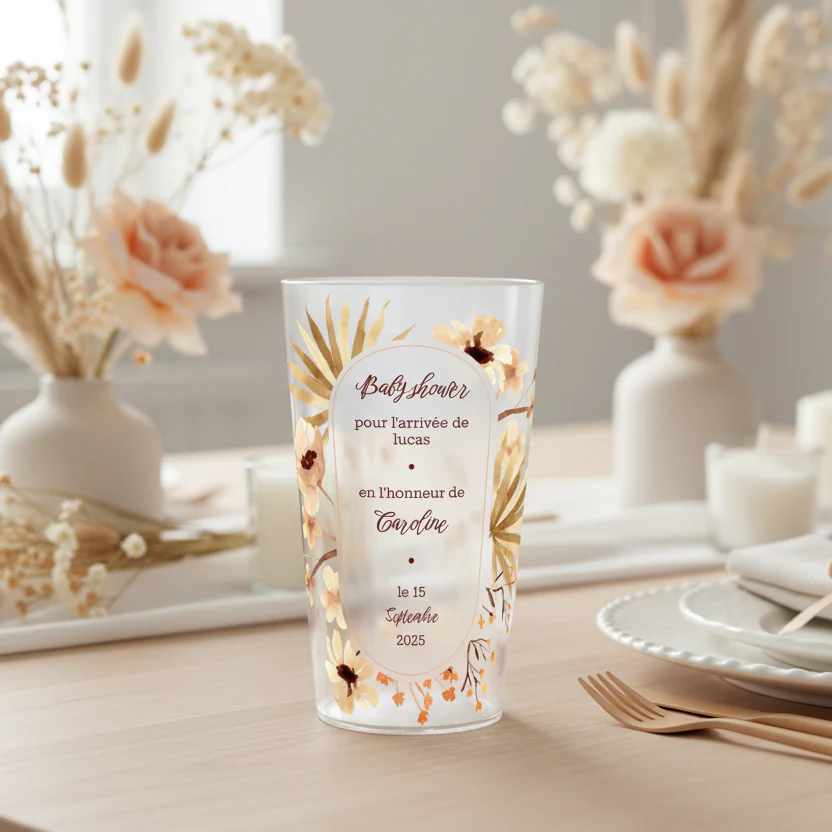 Gobelet personnalisé Baby Shower Fleurs Jaunes - Image 2