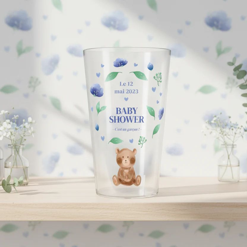 Gobelet personnalisé Baby Shower Nounours Bleu - Image 2