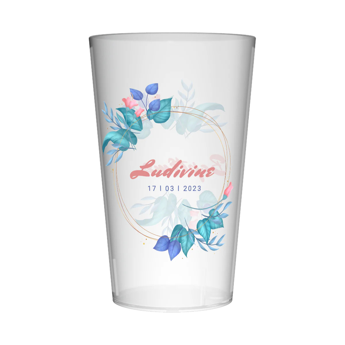 Gobelet personnalisé Baptême Couronne Fleurs - Image 3