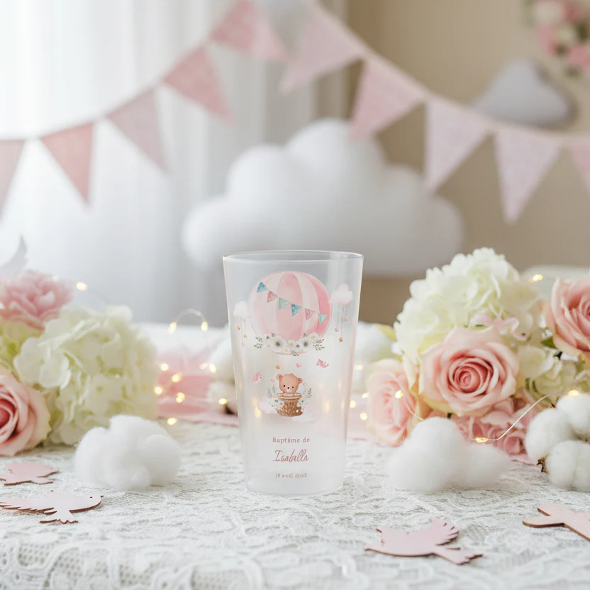 Gobelet personnalisé Baptême Ourson Rose - Image 2