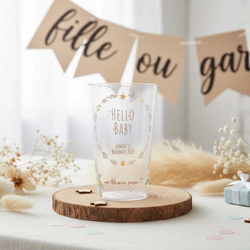 Gobelet personnalisé Gender Reveal Hello Baby - Image 2