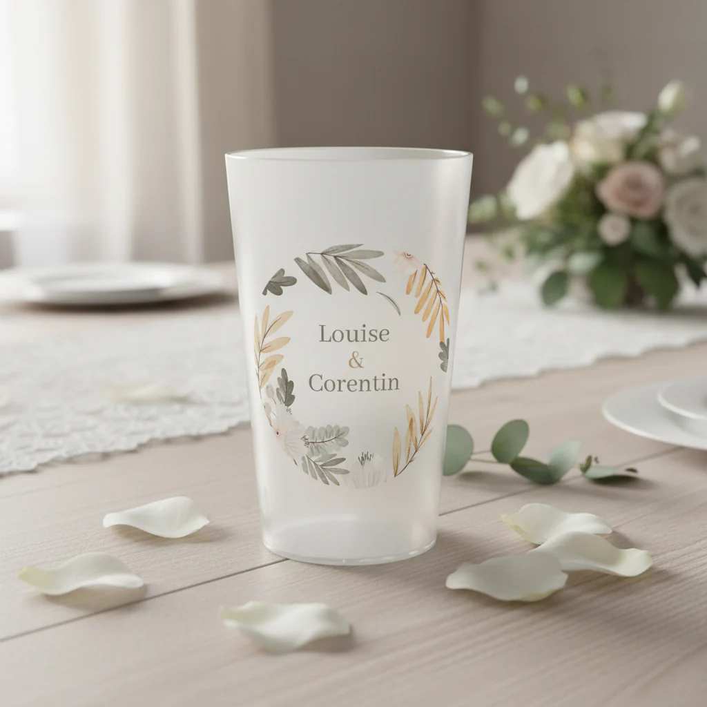 Gobelet personnalisé Mariage Cercle Feuilles - Image 2