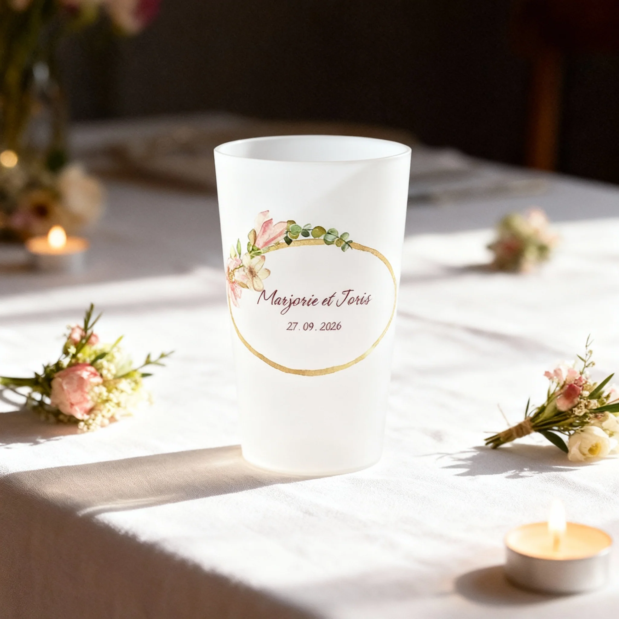 Gobelet personnalisé Mariage Cercle Fleuri - Image 2