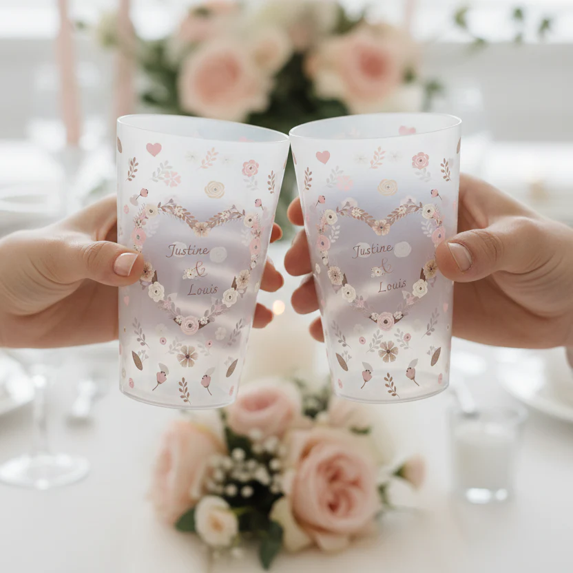 Gobelet personnalisé Mariage Coeur Fleuri - Image 2