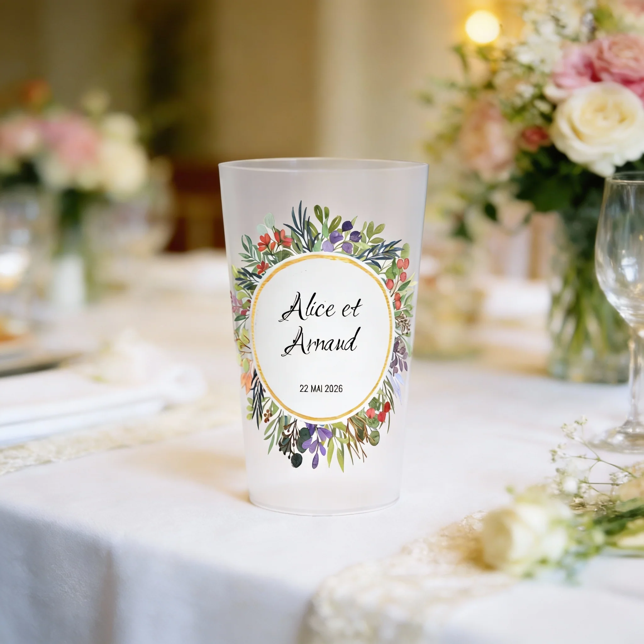 Gobelet personnalisé Mariage Couronne de Feuilles - Image 2