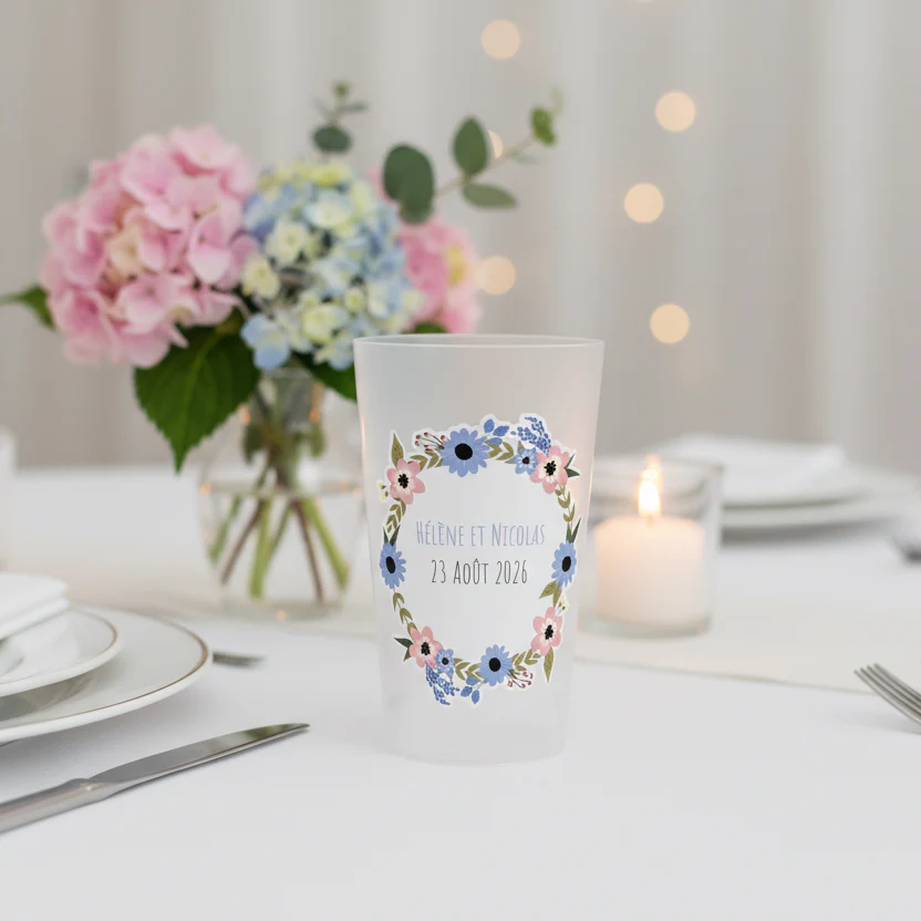 Gobelet personnalisé Mariage Etiquette Fleurie - Image 2