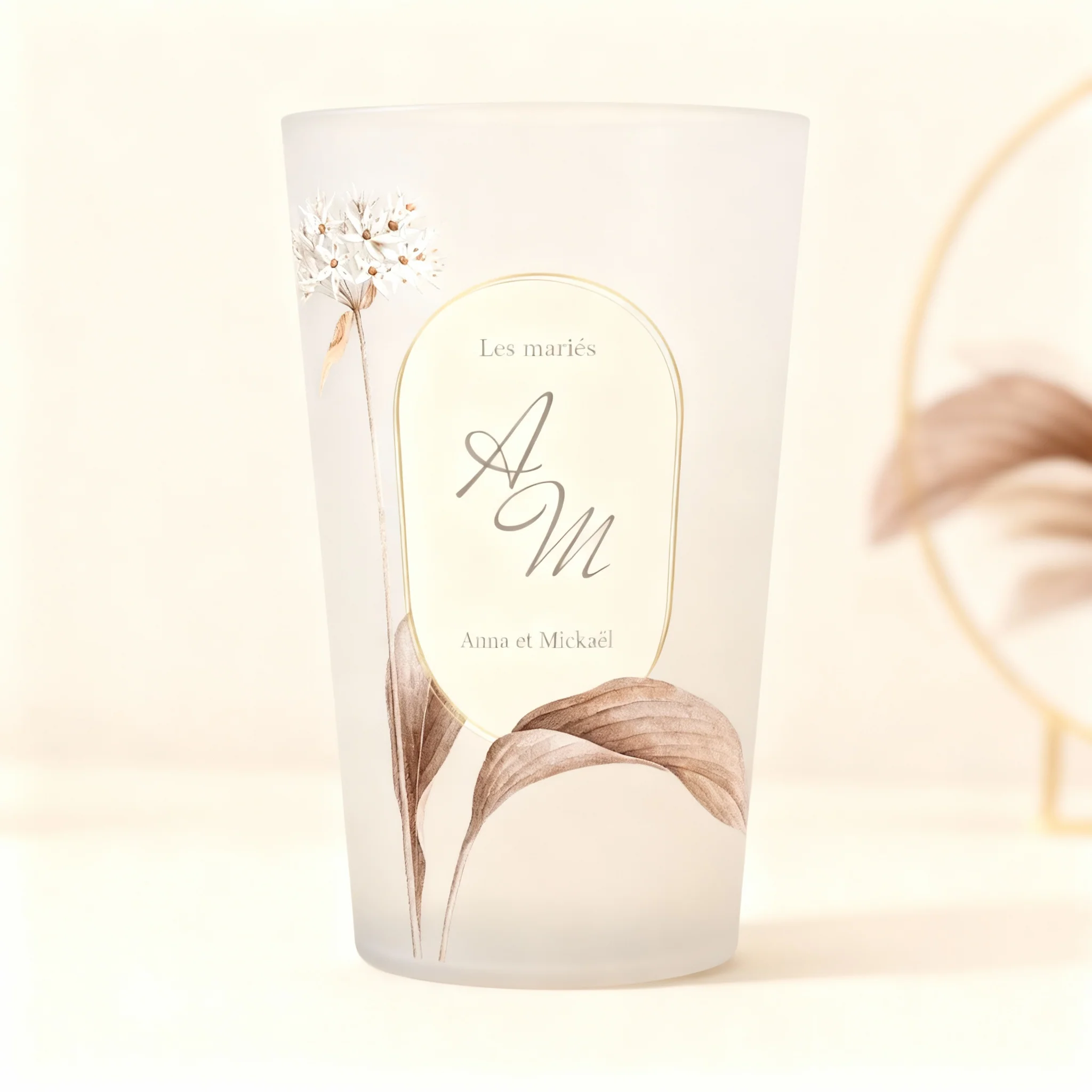 Gobelet personnalisé Mariage Fleur Blanche & Marron - Image 2