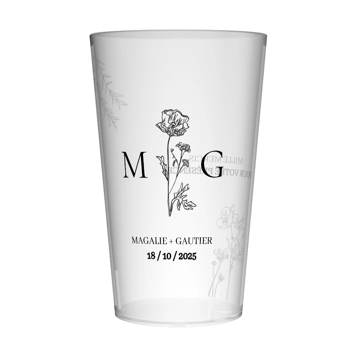 Gobelet personnalisé Mariage Fleur Graphique