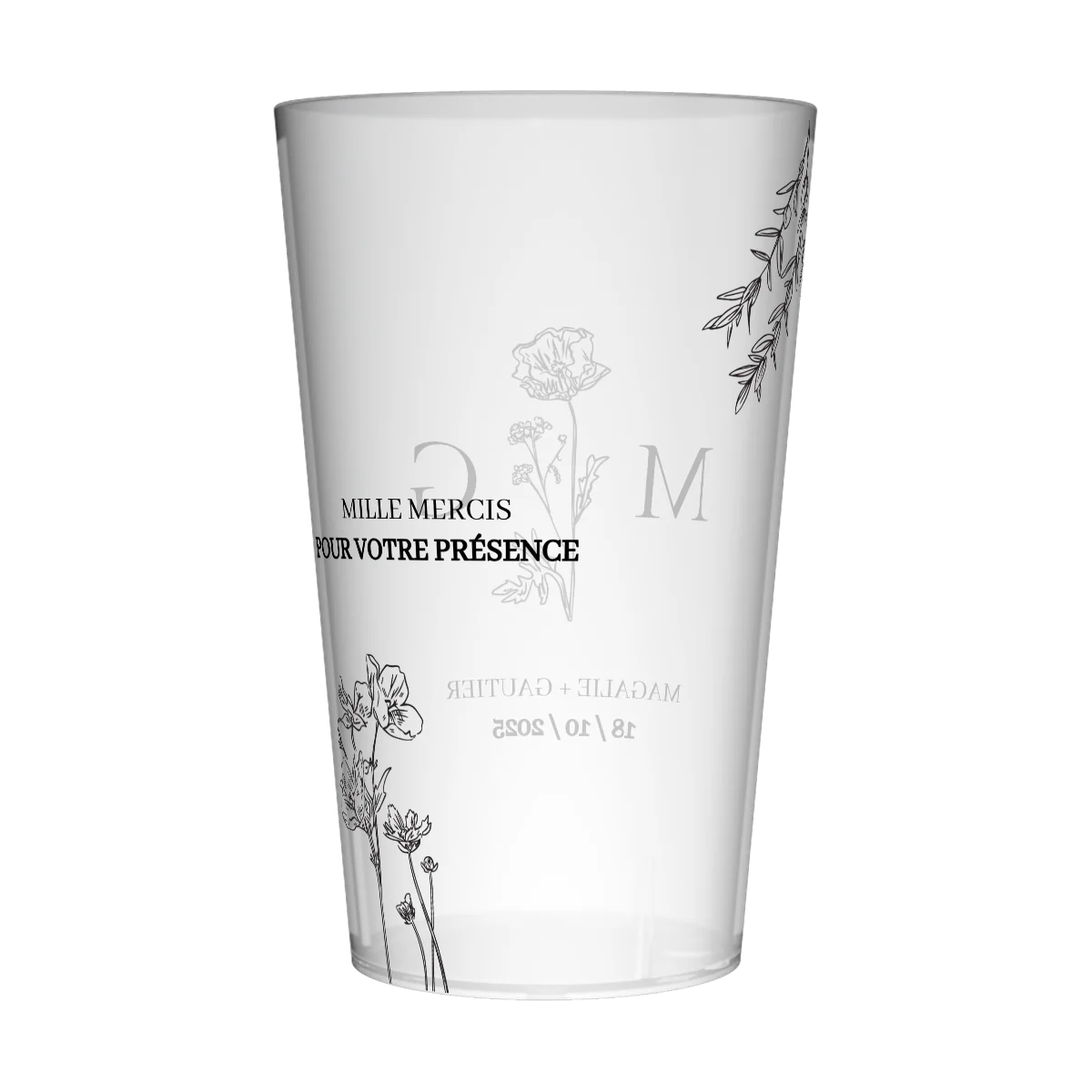 Gobelet personnalisé Mariage Fleur Graphique - Image 3