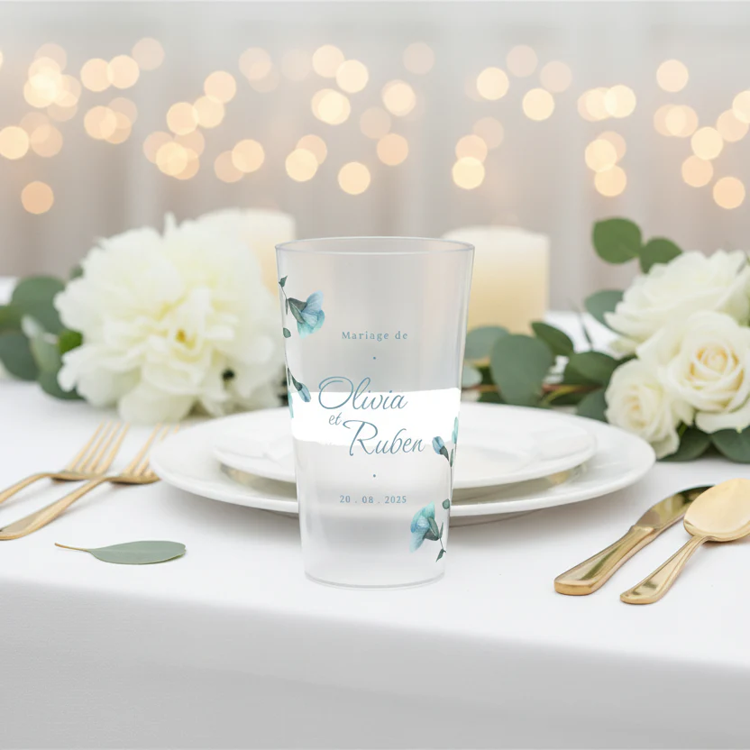 Gobelet personnalisé Mariage Fleurs Bleues - Image 2