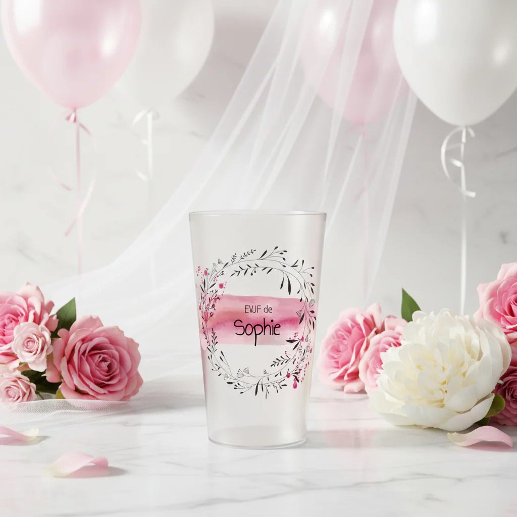 Gobelet personnalisé pour EVJF Couronne & Fleurs Noires - Image 2