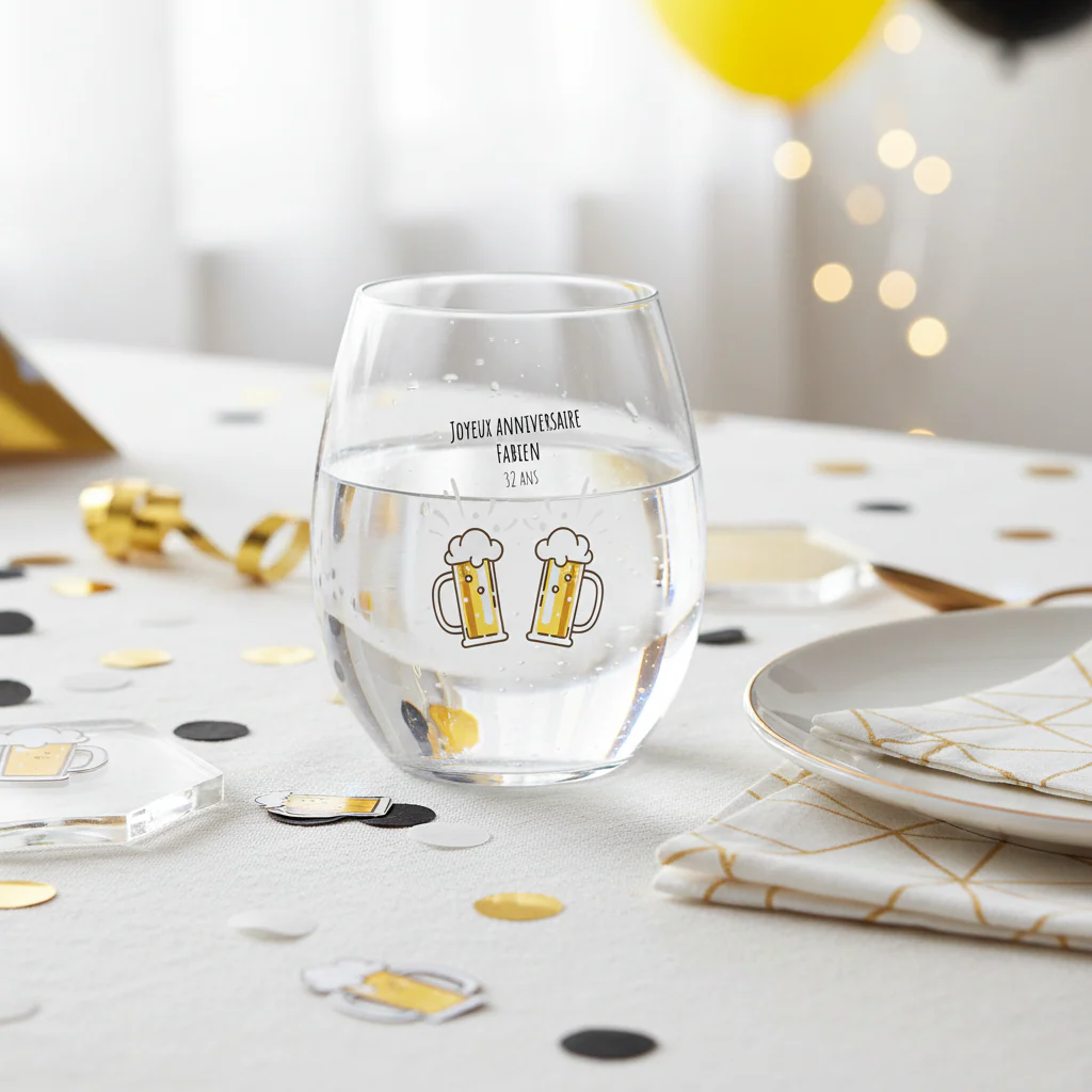 Verre à eau personnalisé incassable - Anniversaire Bières - Image 2