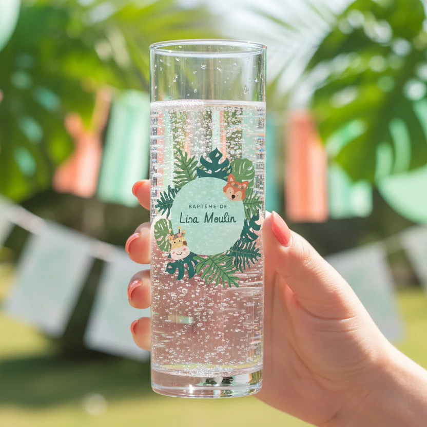 Verre à tube personnalisé - Baptême Tropical - Image 2
