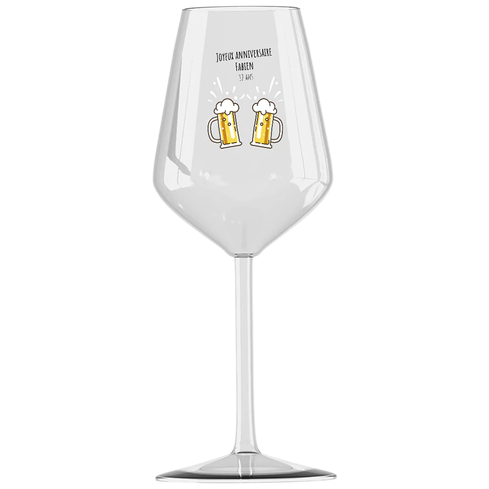 Verre à vin cabernet en verre personnalisé - Anniversaire Bières
