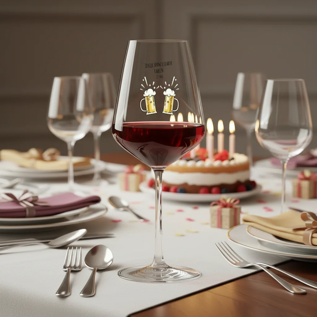 Verre à vin cabernet en verre personnalisé - Anniversaire Bières - Image 2