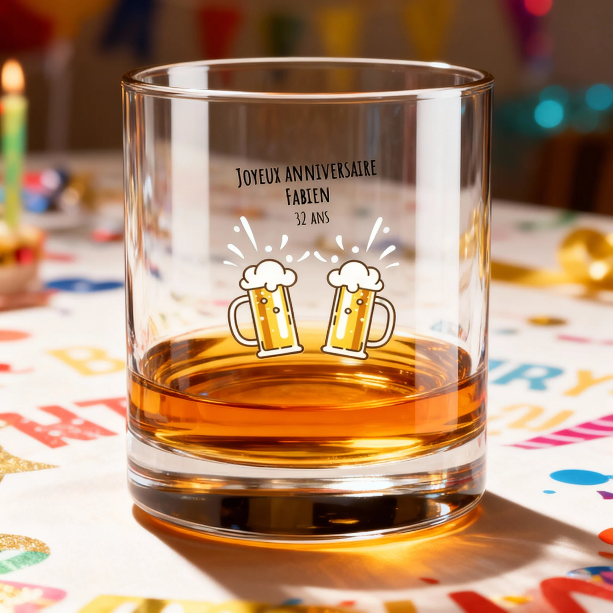 Verre à whisky personnalisé en verre - Anniversaire Bières - Image 2